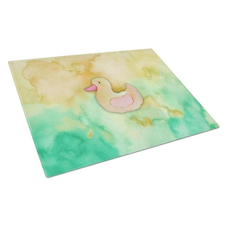 Rubber Duckie Watercolor Glass Cutting Board Large